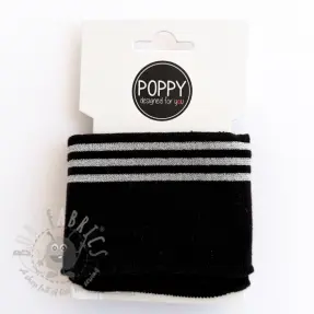 Ribbstickat CUFFS LUREX 7 cm black silver