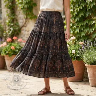 Viskos RAYON POPLIN Dark barrock design A
