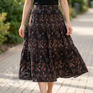 Viskos RAYON POPLIN Dark barrock design A