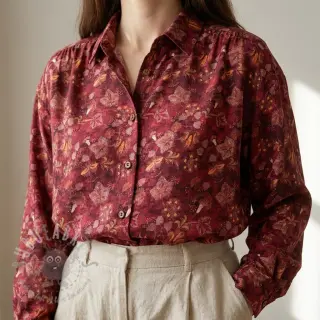 Viskos RAYON POPLIN Dark barrock design C
