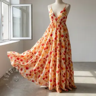 Viskos RAYON POPLIN Poppys design C
