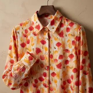 Viskos RAYON POPLIN Poppys design C
