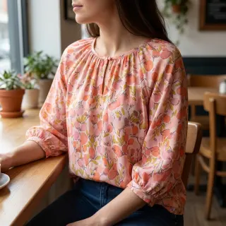 Viskóza RAYON POPLIN Simplistic flowers design A