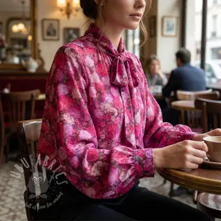 Viskos RAYON POPLIN Flower sea design Och
