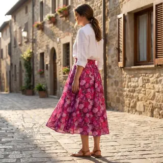 Viskos RAYON POPLIN Flower sea design Och