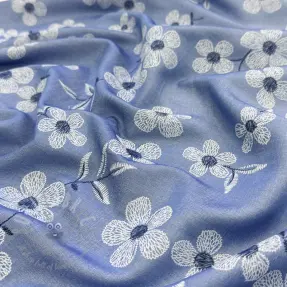 Bomullstyg JEANS Chambre LUXURY JACQUARD Flowers jeans