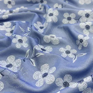Bomullstyg JEANS Chambre LUXURY JACQUARD Flowers jeans