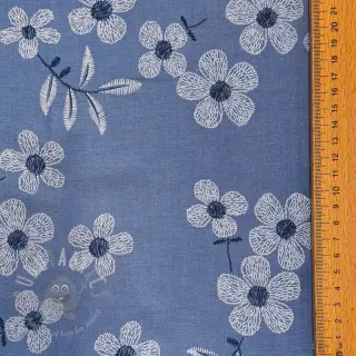 Bomullstyg JEANS Chambre LUXURY JACQUARD Flowers jeans