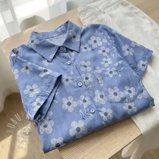 Bomullstyg JEANS Chambre LUXURY JACQUARD Flowers jeans