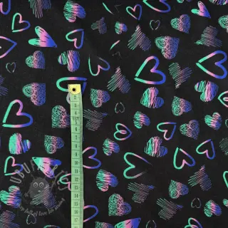 Úplet Hearts black digital print