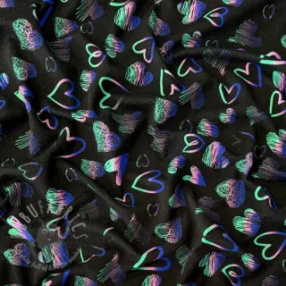 Úplet Hearts black digital print
