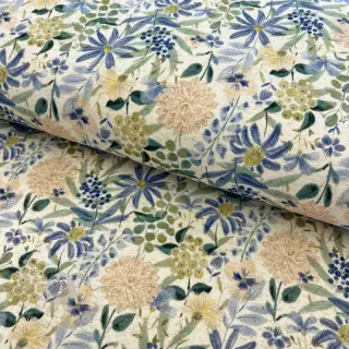 Jersey med lin Flowers ecru blue digital print