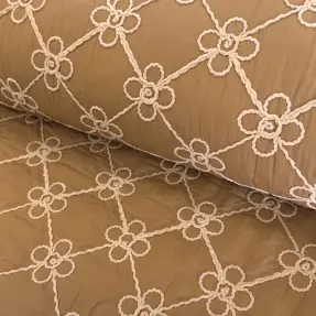Prešívaná látka Flower design light brown