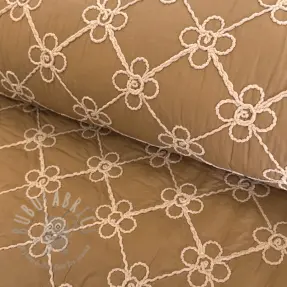 Vadderat tyg Flower design light brown
