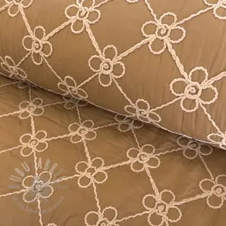 Vadderat tyg Flower design light brown