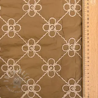 Vadderat tyg Flower design light brown