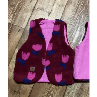 Kabátovina TEDDY JACQUARD Tulips dark red