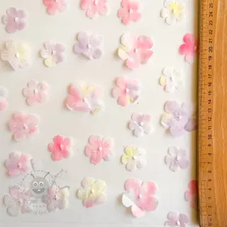 Tyll till TUTU-kjol RETRO Flowers light pink