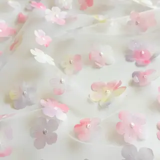 Tyl na TUTU RETRO Flowers light pink