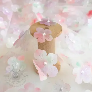 Tyll till TUTU-kjol RETRO Flowers lavender