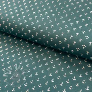 Bomullstyg Petit anchors petrol