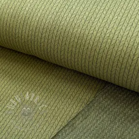 Stickat tyg RECYCLED Cable khaki