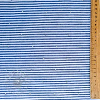 Bomullstyg YARN DYED Stripes with studs blue