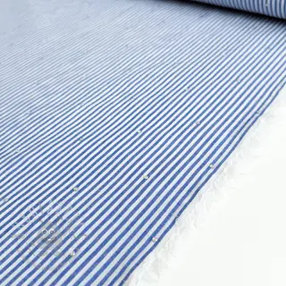 Bomullstyg YARN DYED Stripes with studs blue