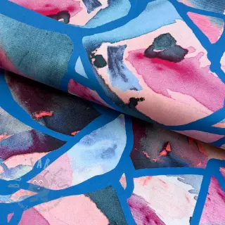 Bomullstyg SATIN Resonate blue digital print