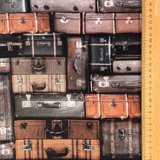 Dekoračná látka Suitcases grey digital print