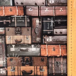 Dekorationstyg Suitcases grey digital print