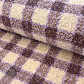 Kappmaterial BOUCLÉ checks grape