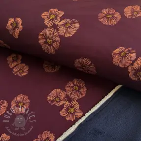 Softshell vinter Flowers aubergine digital print