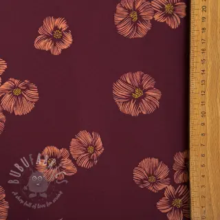 Softshell vinter Flowers aubergine digital print