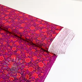 Viskos POPLIN STRETCH Flowers fuchsia digital print