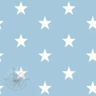Bomullstyg Stars light blue