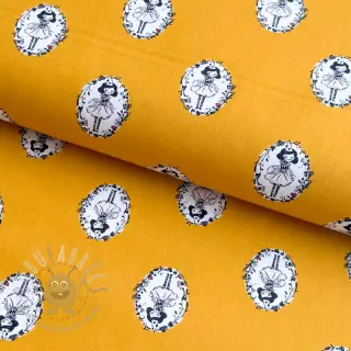 Bomullstyg Arlequeen medailon ochre