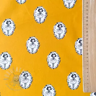 Bomullstyg Arlequeen medailon ochre