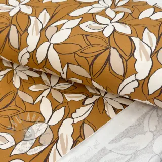 Sweatshirttyg Big flowers ochre digital print