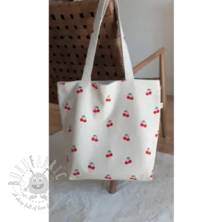 Dekorationstyg Linenlook Cherries natural