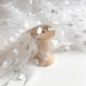 Tyll till TUTU-kjol Flock shiny hearts offwhite