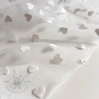 Tyll till TUTU-kjol Flock shiny hearts offwhite