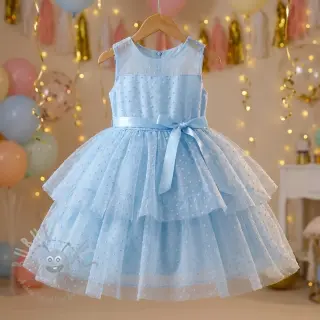 Tyll till TUTU-kjol DOTS light blue
