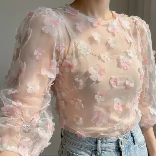 Tyll till TUTU-kjol RETRO Flowers lavender
