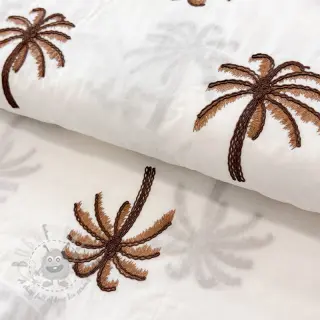 Bomullstyg VOILE EMBROIDERY Palm brown