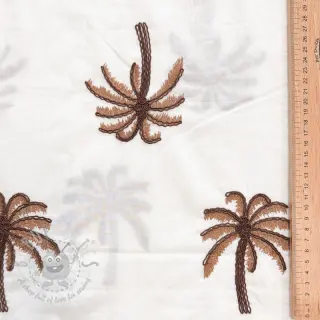 Bomullstyg VOILE EMBROIDERY Palm brown