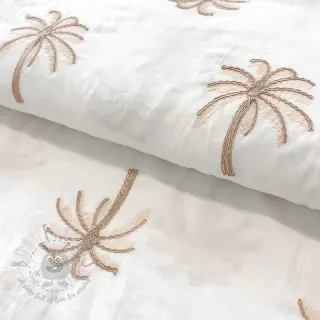 Bomullstyg VOILE EMBROIDERY Palm cream