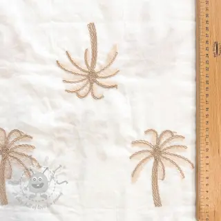 Bomullstyg VOILE EMBROIDERY Palm cream