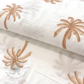 Bomullstyg VOILE EMBROIDERY Palm naturals