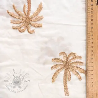Bomullstyg VOILE EMBROIDERY Palm naturals